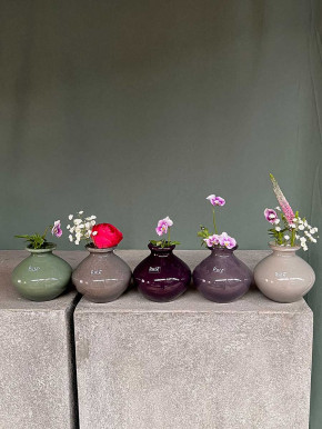 DutZ Collection bauchige Glas Vase Nadiel olivgrün H11 D11