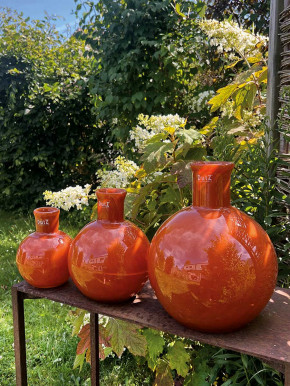 DutZ Collection bauchige Glas Vase Flora rostbraun H23 D18