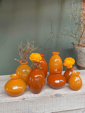 DutZ Collection bauchige Glas Vase Nadiel rostbraun H11 D11