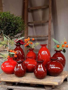 DutZ Collection bauchige Glas Vase Nadiel rotbraun dunkel H18 D9