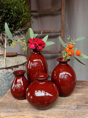 DutZ Collection bauchige Glas Vase Nadiel rotbraun dunkel H14 D8