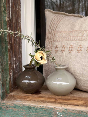 DutZ Collection bauchige Glas Vase Nadiel taupe H11 D11