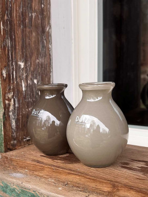DutZ Collection bauchige Glas Vase Nadiel taupe dunkel Mini H10 D8