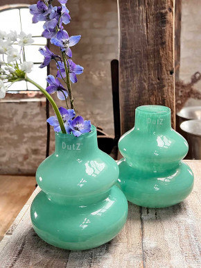 DutZ Collection Glas Vase bauchig Ringe emerald Pistazie H16