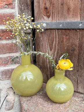 DutZ Collection bauchige Glas Vase Flora chartreuse grün-gelb H17 D14