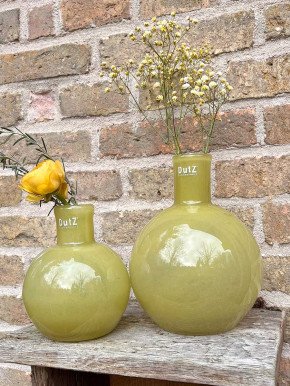 DutZ Collection bauchige Glas Vase Flora chartreuse grün-gelb H17 D14