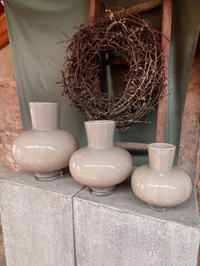 DutZ Collection bauchige Glas-Vase Modest taupe H27