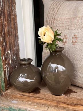 DutZ Collection bauchige Glas Vase Nadiel taupe dunkel H14 D8