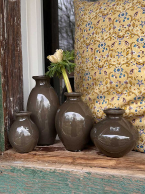 DutZ Collection bauchige Glas Vase Nadiel taupe dunkel H18 D9