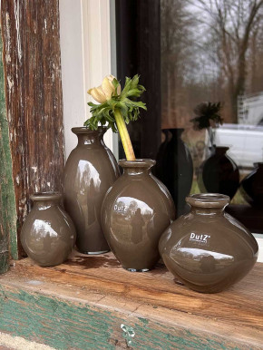 DutZ Collection bauchige Glas Vase Nadiel taupe dunkel H18 D9