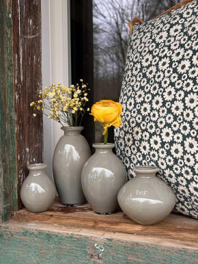 DutZ Collection bauchige Glas Vase Nadiel taupe Mini H10 D8