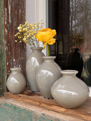 DutZ Collection bauchige Glas Vase Nadiel taupe Mini H10 D8