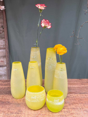 DutZ Collection schlanke Glas Vase antic yellow H33