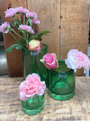 DutZ Collection Glas Vase Cylinder grün transparent H15