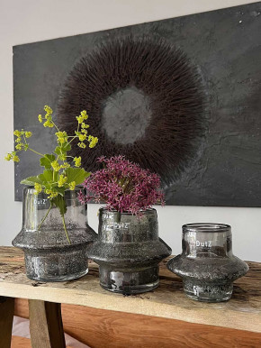 DutZ Collection Glas Vase Votive Ringo olivegrey bubble H14 D16