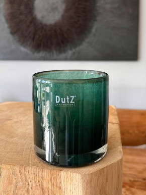 DutZ Collection Glas Übertopf Windlicht Vase Cylinder dunkelgrün H10