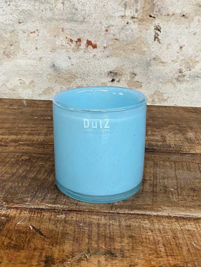 DutZ Collection Glas Übertopf Windlicht Vase Cylinder hellblau H10