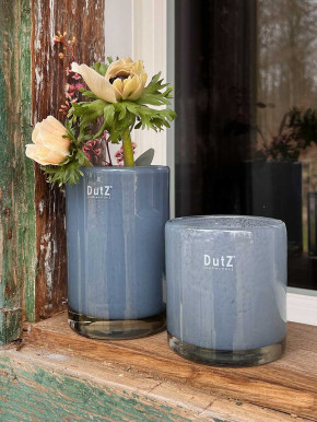 DutZ Collection Glas Übertopf Windlicht Vase Cylinder jeansblau H10
