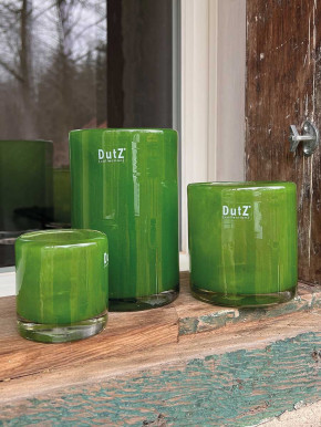DutZ Collection Glas Übertopf Windlicht Vase Cylinder jungle grün H10