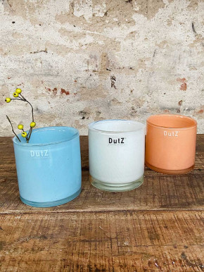DutZ Collection Glas Übertopf Windlicht Vase Cylinder weiß H10