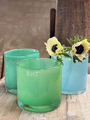 DutZ Collection Glas Übertopf Windlicht Vase Cylinder emerald Pistazie H10