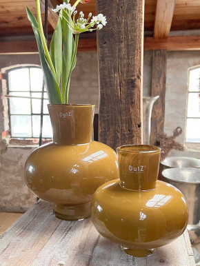 DutZ Collection bauchige Glas-Vase senfgelb M