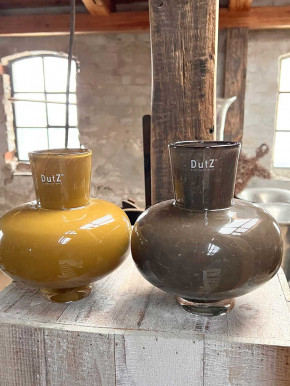 DutZ Collection bauchige Glas-Vase olivbraun M