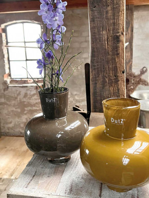 DutZ Collection bauchige Glas-Vase olivbraun M