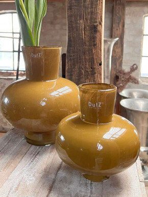 DutZ Collection bauchige Glas-Vase senfgelb M