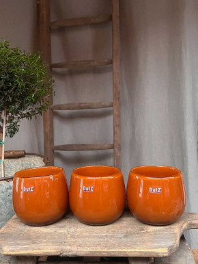 DutZ Collection Glas Pot Übertopf Vase Windlicht bauchig H11 D13 rostbraun