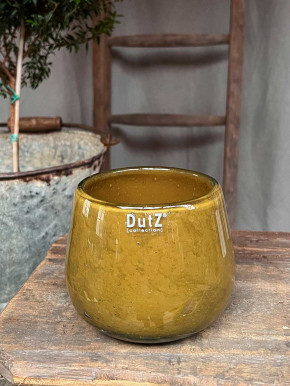 DutZ Collection Glas Pot Übertopf Vase Windlicht bauchig H11 D13 olivgrün