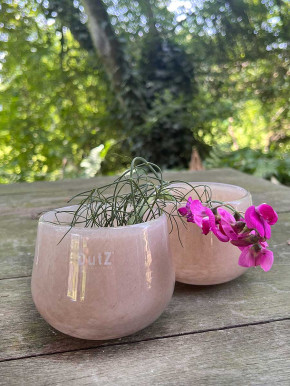 DutZ Collection Glas Übertopf Vase Windlicht bauchig H7 D10 beige