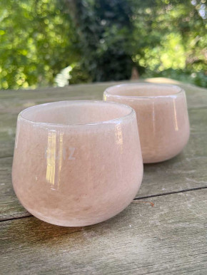 DutZ Collection Glas Übertopf Vase Windlicht bauchig H7 D10 beige