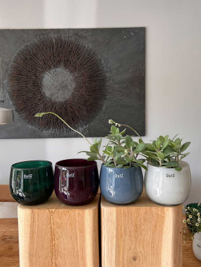 DutZ Collection Glas Pot Übertopf Vase Windlicht bauchig H14 D16 plum