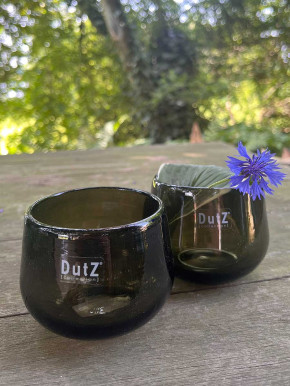 DutZ Collection Glas Übertopf Vase Windlicht bauchig H7 D10 smoke