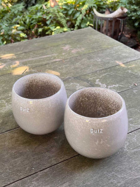 DutZ Collection Glas Übertopf Vase Windlicht bauchig H11 D13 taupe