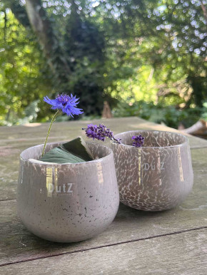 DutZ Collection Glas Übertopf Vase Windlicht bauchig H7 D10 taupe