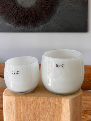 DutZ Collection Glas Pot Übertopf Vase Windlicht bauchig H14 D16 weiß