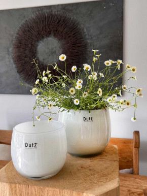 DutZ Collection Glas Pot Übertopf Vase Windlicht bauchig H11 D13 weiß