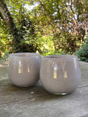 DutZ Collection Glas Übertopf Vase Windlicht bauchig H11 D13 taupe