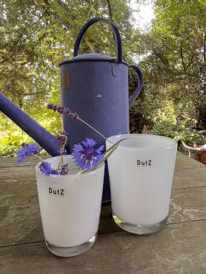 DutZ Collection Glas Übertopf Vase Windlicht Conic weiss M H14 D12