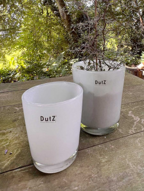 DutZ Collection Glas Übertopf Vase Windlicht Conic weiss M H14 D12