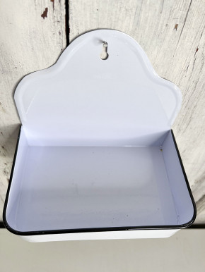 Emaille Ablageschale weiß offen zum Aufhängen San Marco