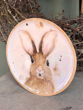 Holzteller Hase Osterhase rund D22