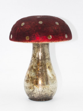Fliegenpilz Glas Deko Pilz bauernsilber groß H22