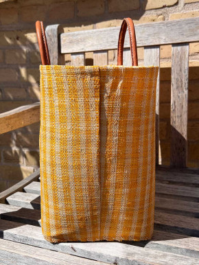 frosch und rabe Shopper orange kariert L kurze Lederhenkel