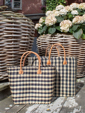 frosch und rabe Shopper schwarz kariert L