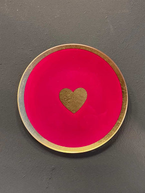 Love Plate Glasteller M Herz rund pink gold GiftCompany