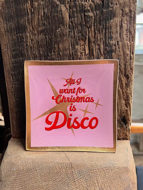 Love Plate Glasteller S all i want for christmas is disco rosa-rot GiftCompany