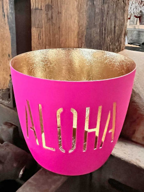 Madras Windlicht M Aloha neon-pink-gold GiftCompany
